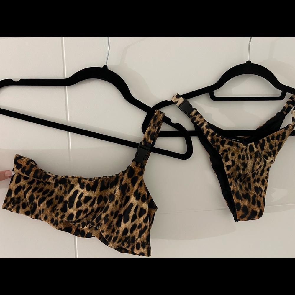 Mahina Swimwear Bikini, medium, cheetah print, buckle top and bottom